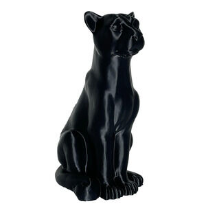 Black Big Cat Decor Statue 8" Sculpture Animal Decorations Plastic Home Gift Art